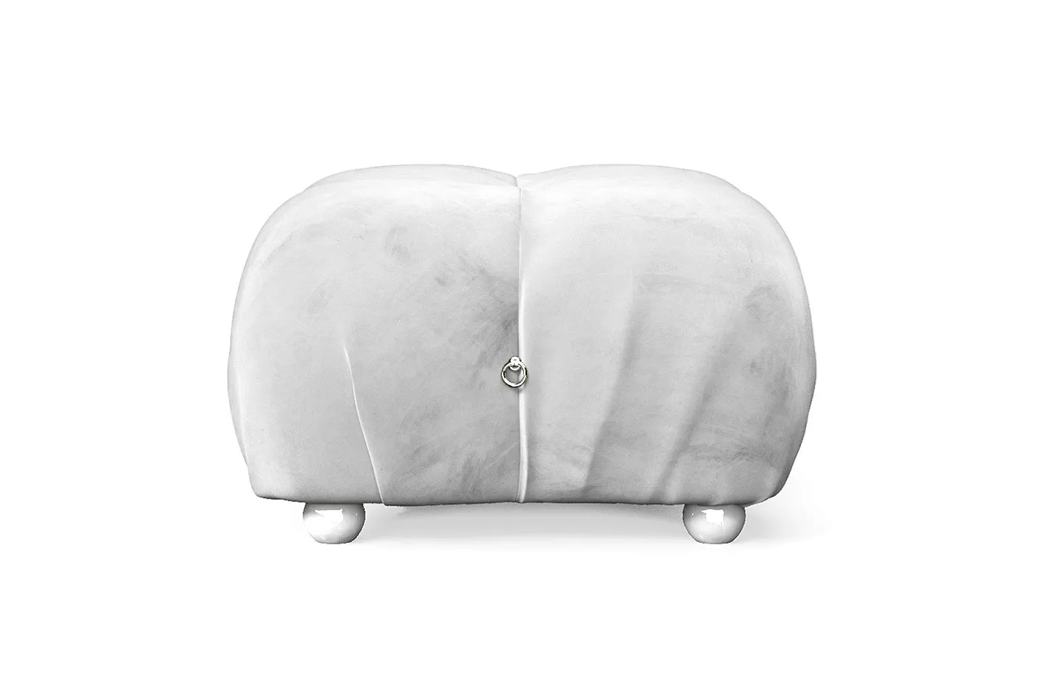 Varese Ottoman White Velvet Small