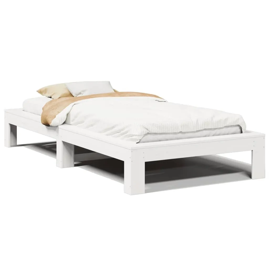 vidaXL Bed Frame without Mattress White 90x190 cm Single Solid Wood Pine