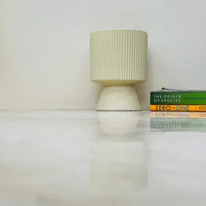 Vintage-Inspired Ribbed Ceramic Planter