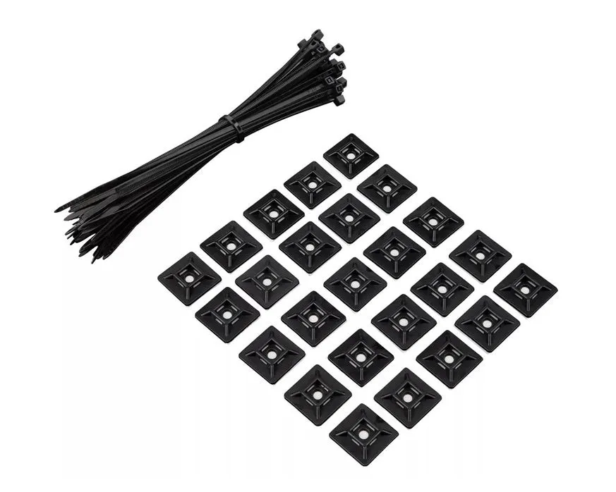 Warwick RockBoard Cable Tie and Holder Set – 50x Cables Ties and 25x Holders