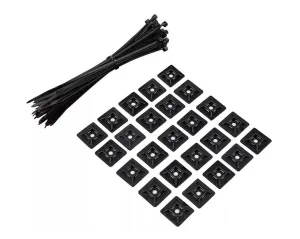 Warwick RockBoard Cable Tie and Holder Set – 50x Cables Ties and 25x Holders