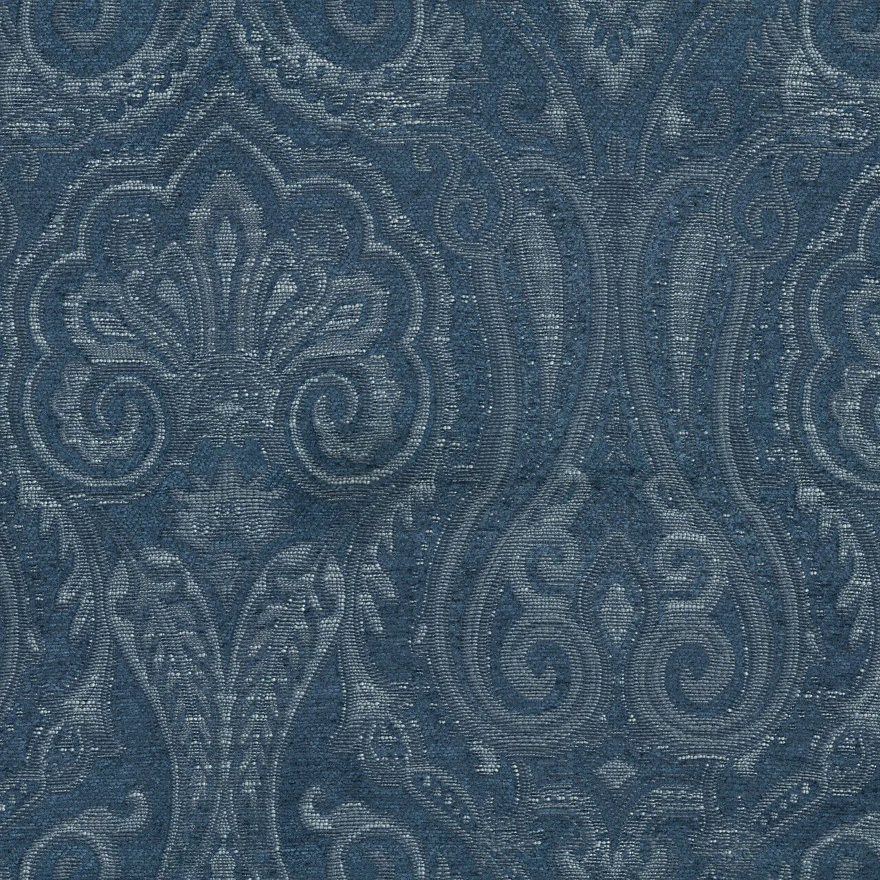 Waverly Clubroom Paisley Damask Prussian Chenille Upholstery Fabric By The Yard