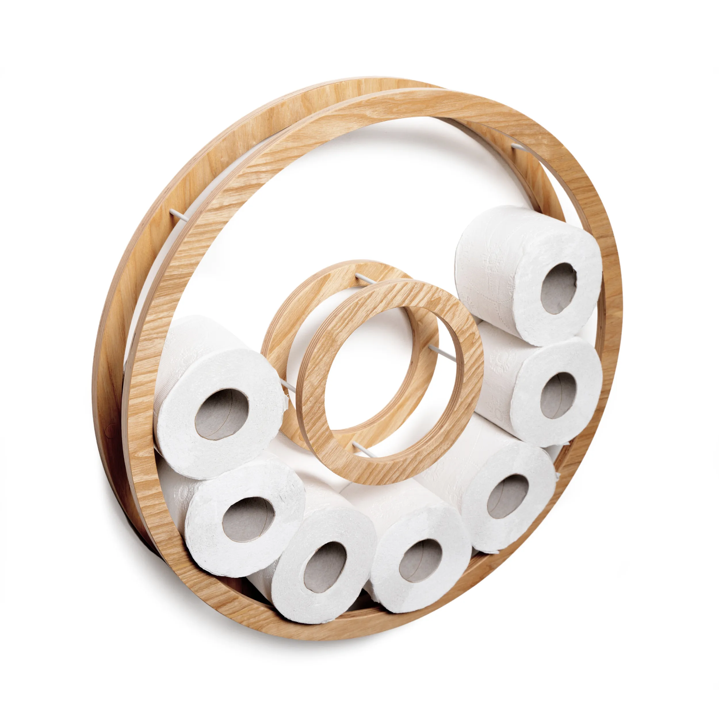 Wood Toilet Paper Holder Circle (Set of 3)